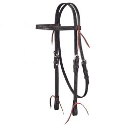 Tough-1 Leather Straight-Brow Headstall, Barbed Wire Detail, 42-1414-2-0
