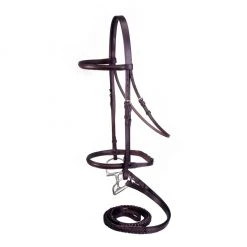 Tough-1 Snaffle Bridle with Raised Plaited Reins, Full, Brown, 20-18132-0-0