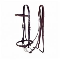 Tough-1 Raised Snaffle Bridle with Web Reins, Full, Brown, 20-8600-0-0