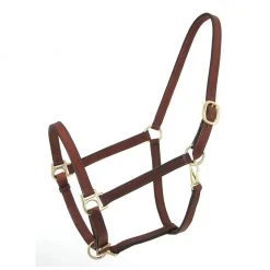 Tough-1 Narrow Leather Track Horse Halter, Brown, 44-716-7-0