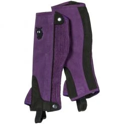 Tough-1 Childs Synthetic Luxury Suede Half Chaps with Embroidered Horse Head, 63-69-144-102