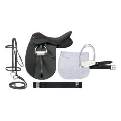 Tough-1 Pro Am Dressage Synthetic Saddle Package, English, 18 Inch, 9ES662W-2-18
